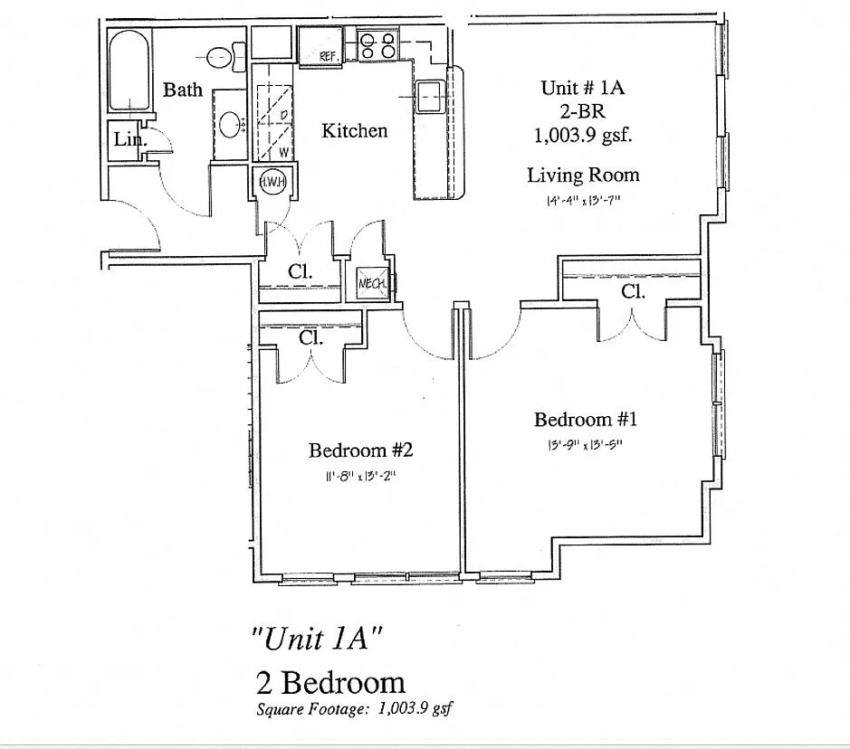 Floor plan 2-Bed/1-Bath