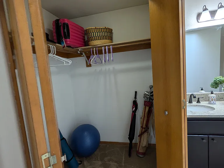 Primary bedroom walk-in closet