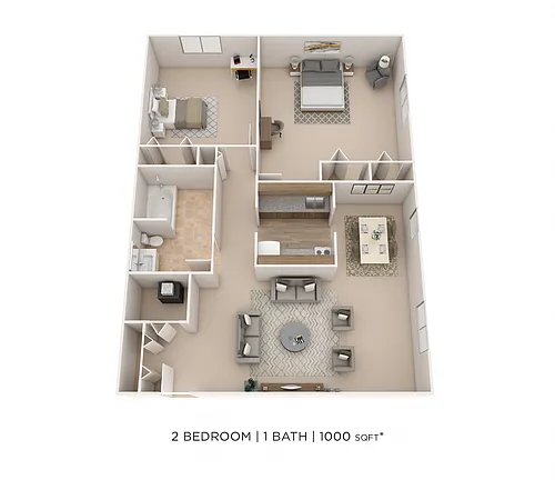 Floor plan Two Bedroom- 1000 sqft