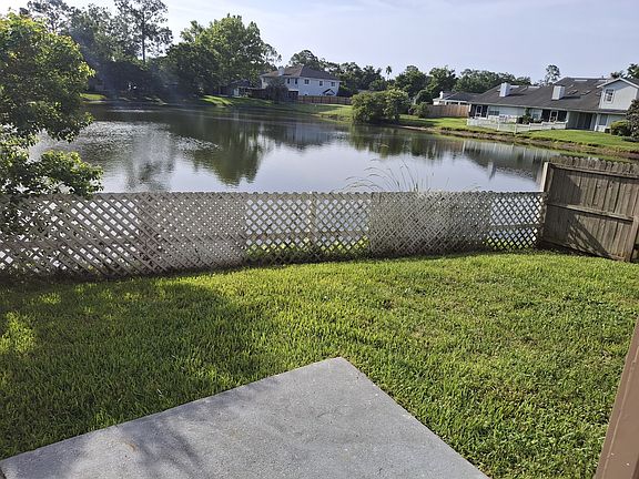 Fenced in, water front backyard.
