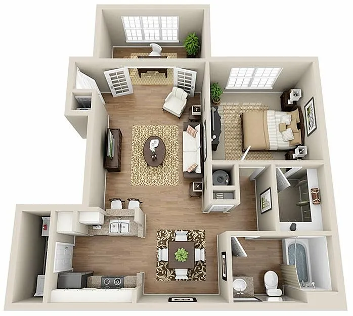 Floor plan A2 - One Bedroom, One Bathroom