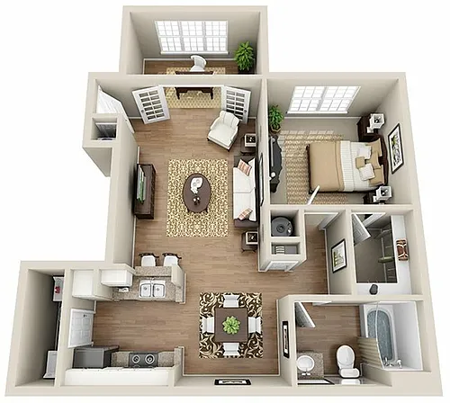 Floor plan A2 - One Bedroom, One Bathroom
