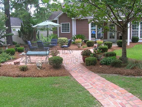brick patio, covered porch
