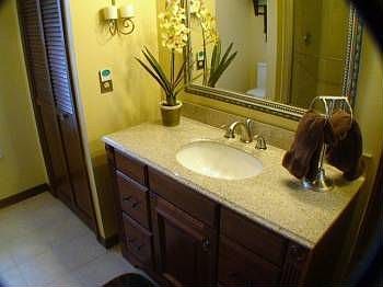 Newly updated Master Bath with granite counters