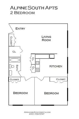 Floor plan Renovated 2 bedroom 1 bath
