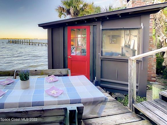 cabana and deck on water