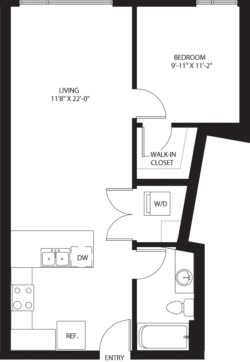 Floor plan One Bedroom A1