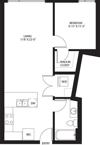 Floor plan One Bedroom A1