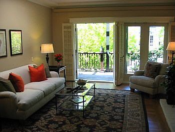 Living Room, FP, Deck