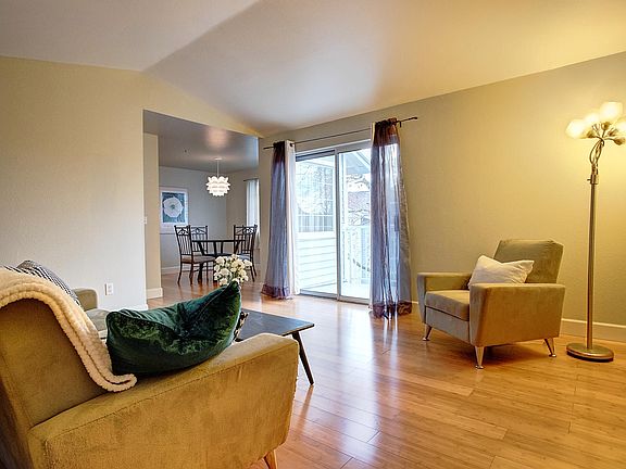 Spacious living room with bamboo flooring