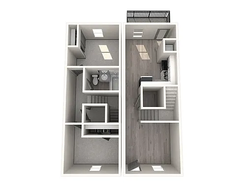 Floor plan 2 Bed 1 Bath Shared Bedroom