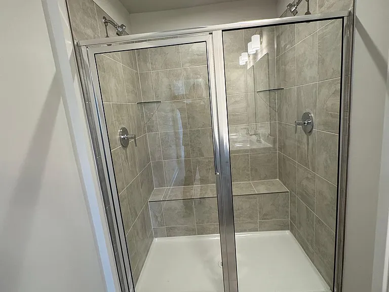 Master bath shower with two shower heads
