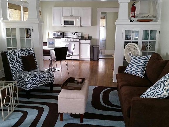 looking at kitchen and living room from front door