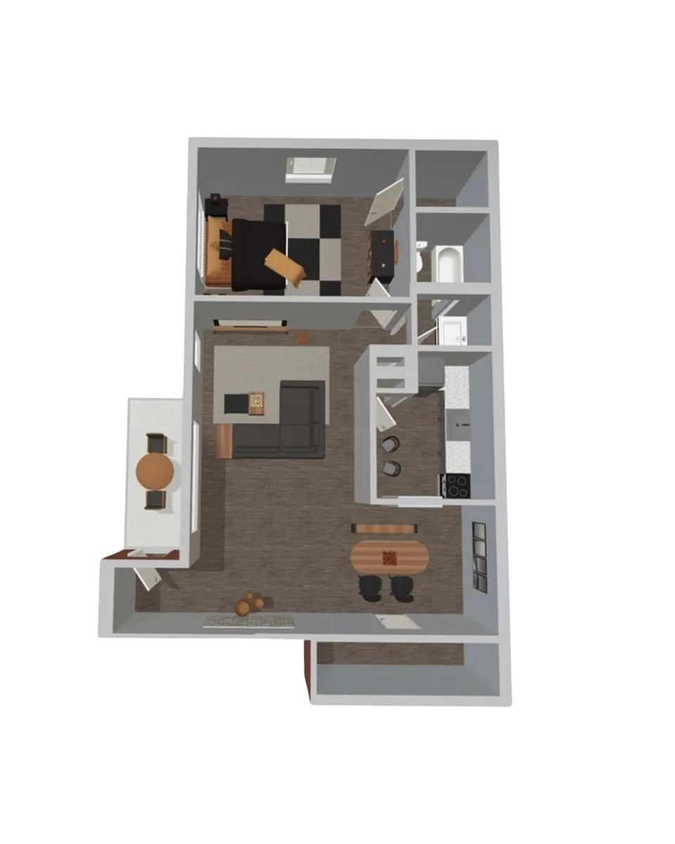 Floor plan 1 Bed, 1 Bath
