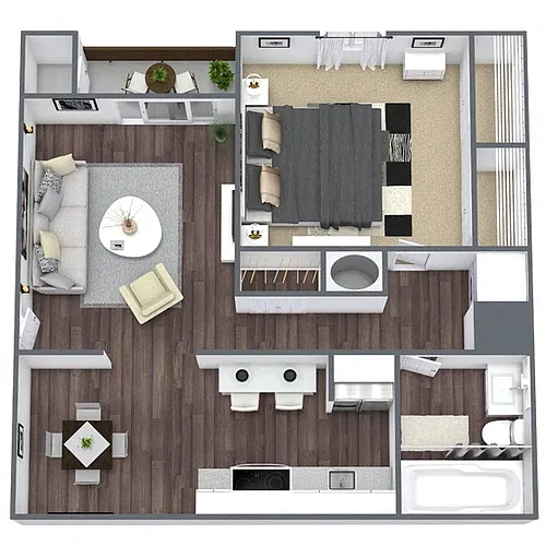 Floor plan A1: 1 Bed 1 Bath