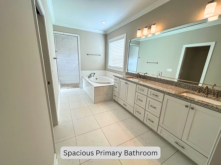 Spacious primary bathroom