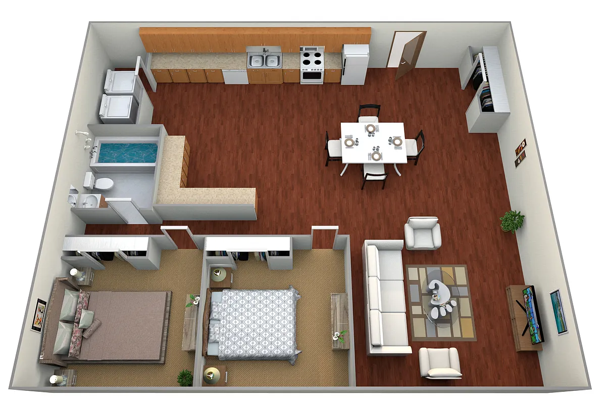 Floor plan 2 Bedroom, 1 Bathroom