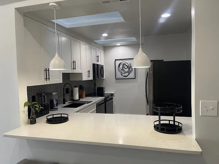 Fully remodeled kitchen with Samsung appliances. Skylights bring in great natural light.