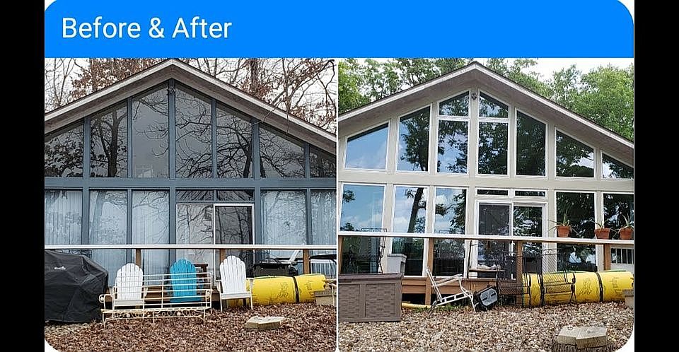Before (blue) & After (beige