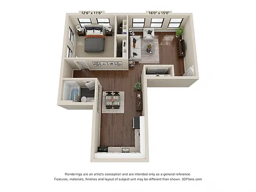 Floor plan Reno 1 bed Cape