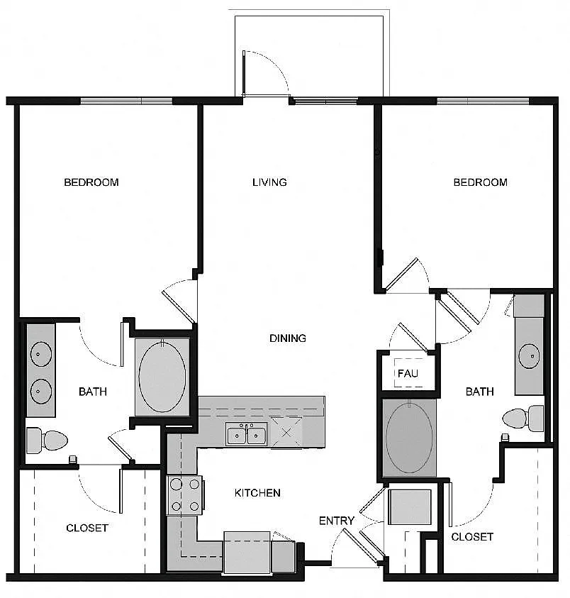 Floor plan B3 Two Bed 2 Bath