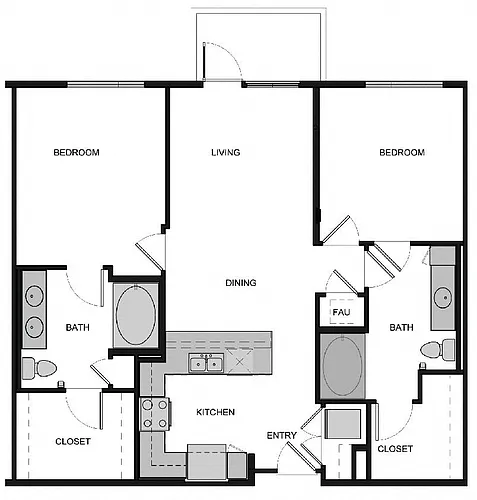 Floor plan B3 Two Bed 2 Bath