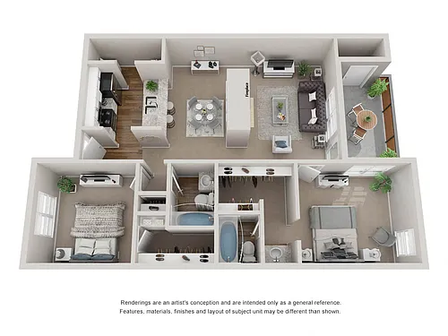 Floor plan B1: 2 Bed 2 Bath