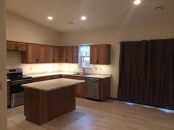 Kitchen with lots of counter and cabinet space. Solid hickory kitchen cabinets.