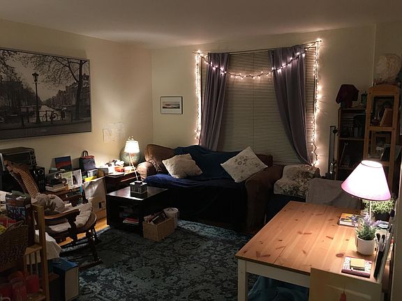 cozy living area in the evening