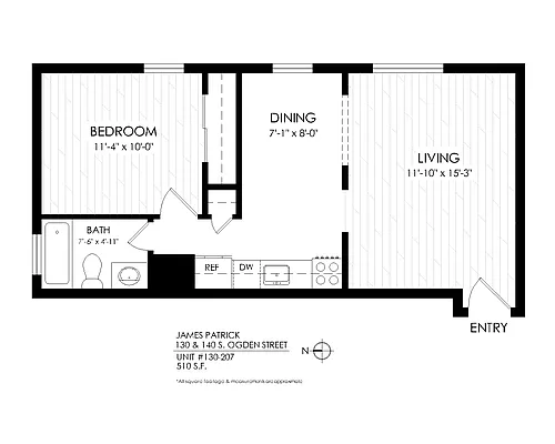 Floor plan One Bedroom, One Bath