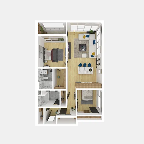 Floor plan 2 Bedroom 2 Bathroom G, H