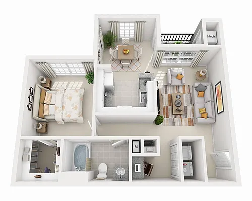 Floor plan One Bedroom A1B
