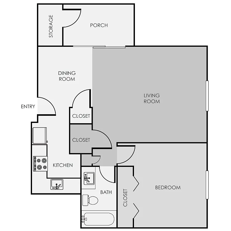 Floor plan 1 Bed 1 Bath Renovated