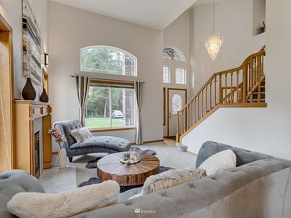 Living room with propane fireplace.