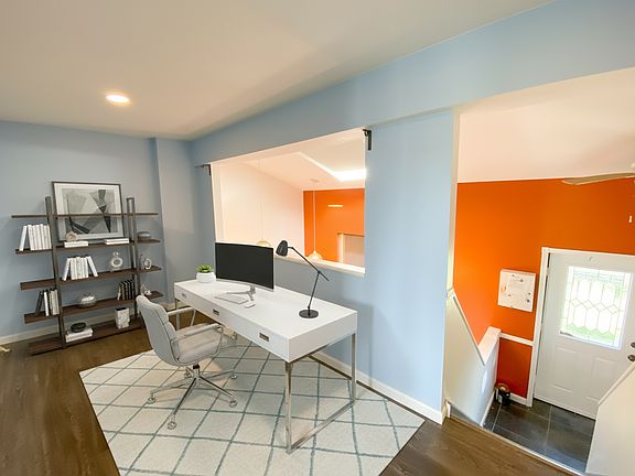 Loft set up as a home office.