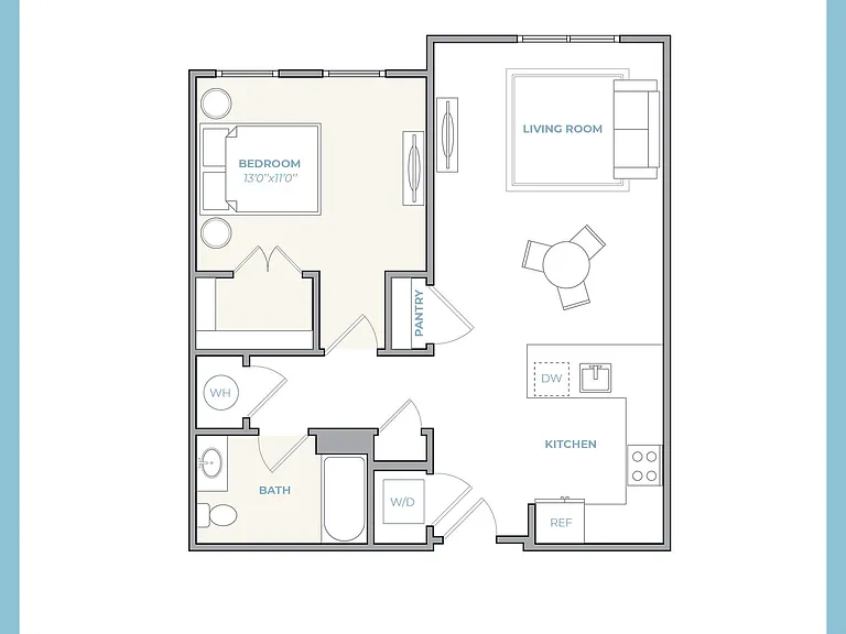 1 BR- B floor plan The Park at Woodbridge Station