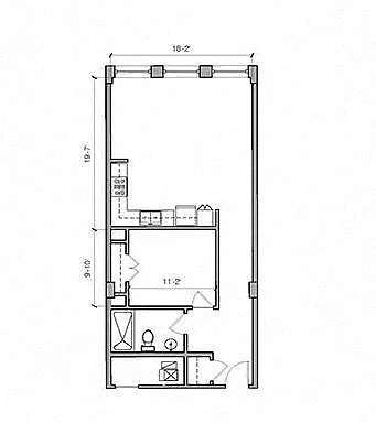 Floor plan TORI - 1 Bed 1 Bath 17-S