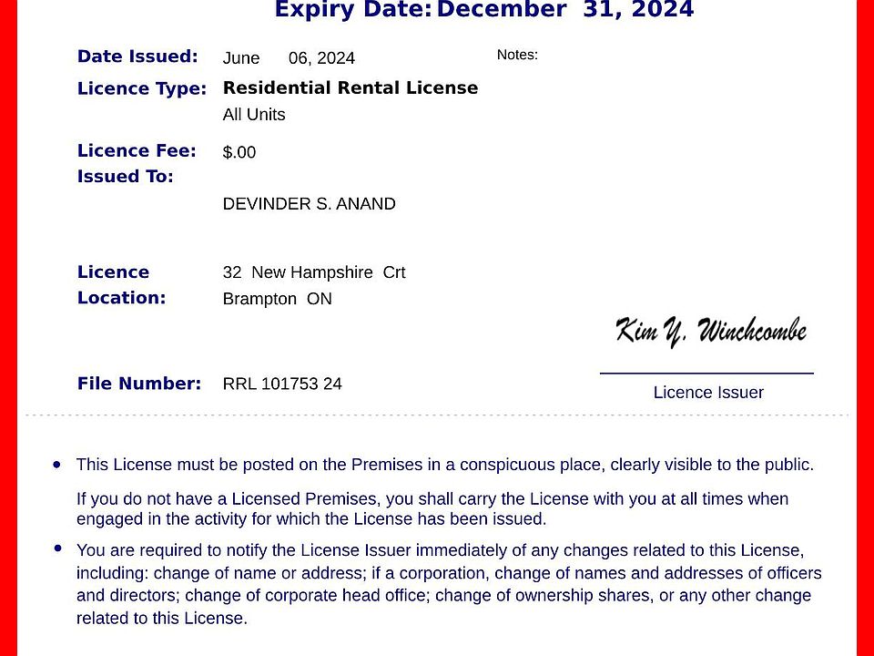 Brampton Rental License for Tenant Safety