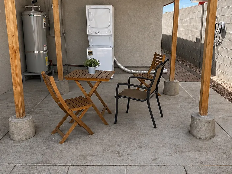 Outside Patio with laundry (washer/dryer)