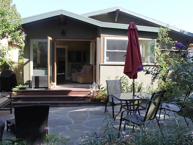 Backyard view into the family room or bonus bedroom