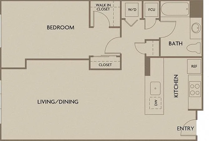 Floor plan One Bedroom One Bath (Urban Flats)