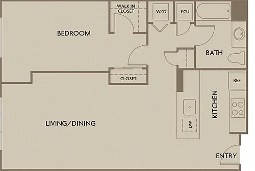Floor plan One Bedroom One Bath (Urban Flats)