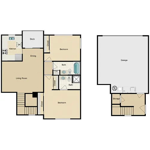 Floor plan 2 Bedroom 2 Bathroom