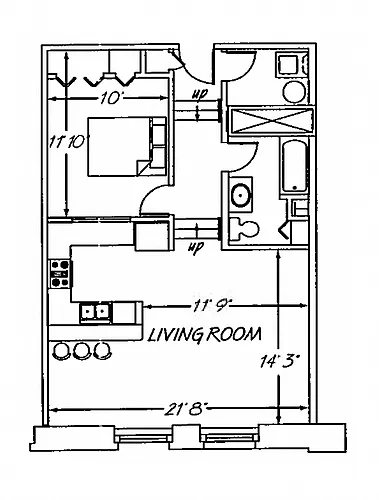 Floor plan 1 Bedroom FP D1.3