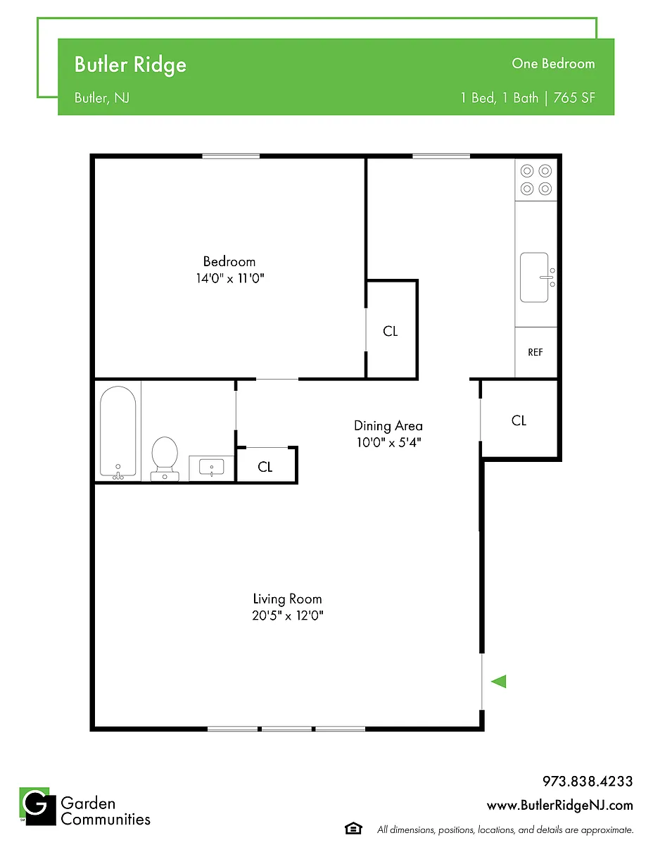 Floor plan $2.20/sq.ft. - One Bedroom