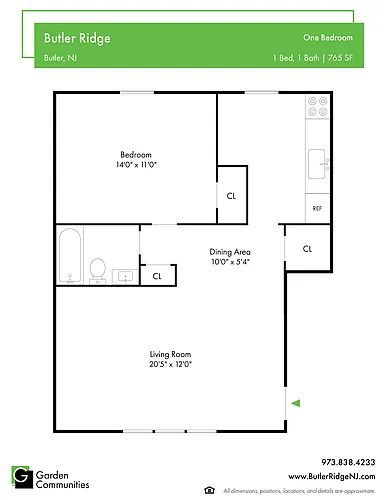Floor plan $2.42/sq.ft. - One Bedroom
