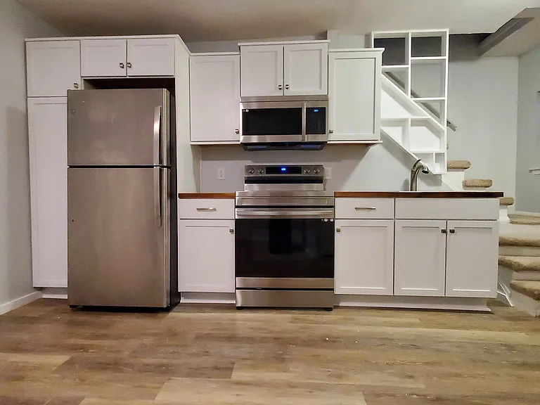 View of kitchen from dining area