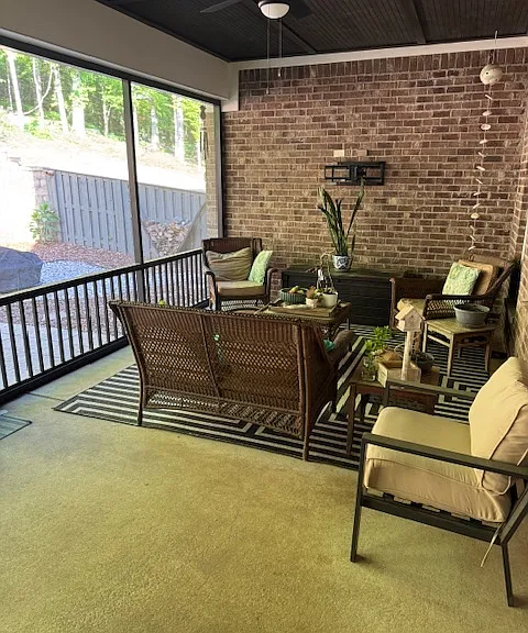 Imagine enjoying your morning coffee in the screen porch enjoying the sounds of the woods behind you