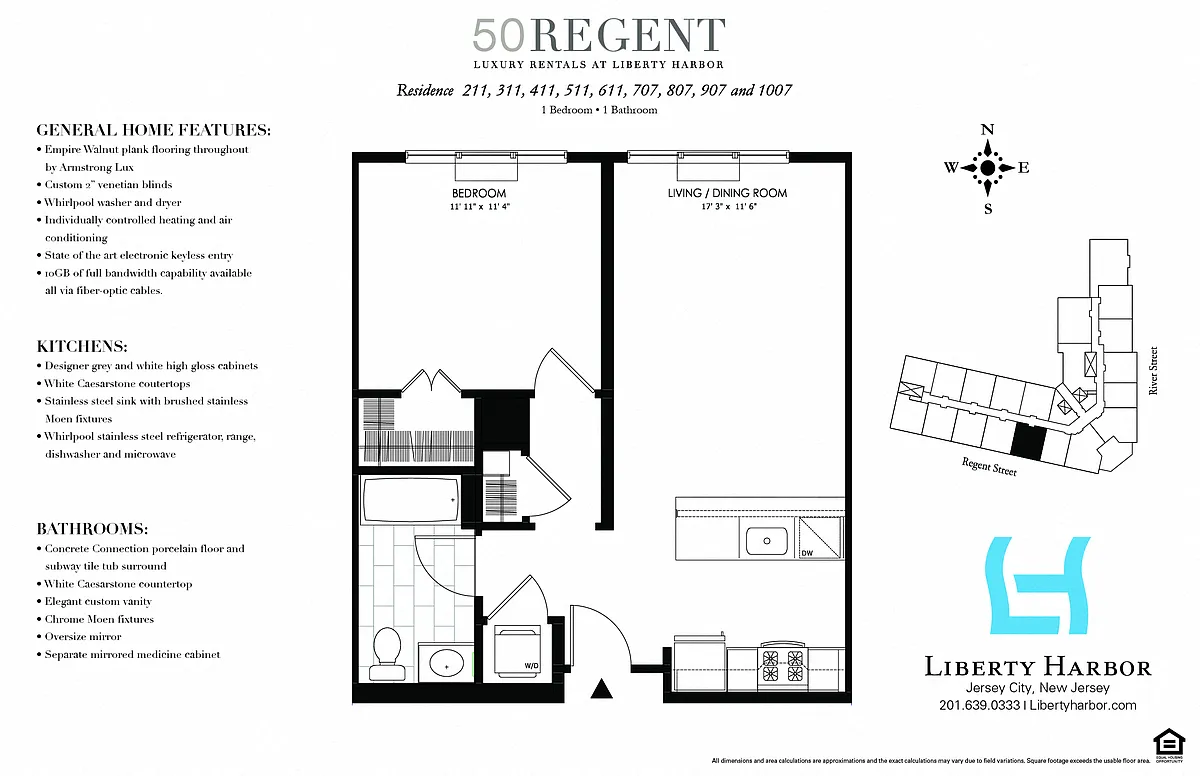 Floor plan 50 REGENT-1 BEDROOM PLAN G