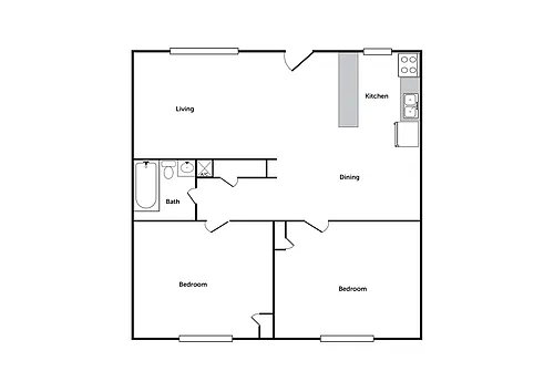 Floor plan 2 bedroom 1 bath